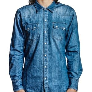 Barbanera FDP Blue light wash denim western shirt men’s L